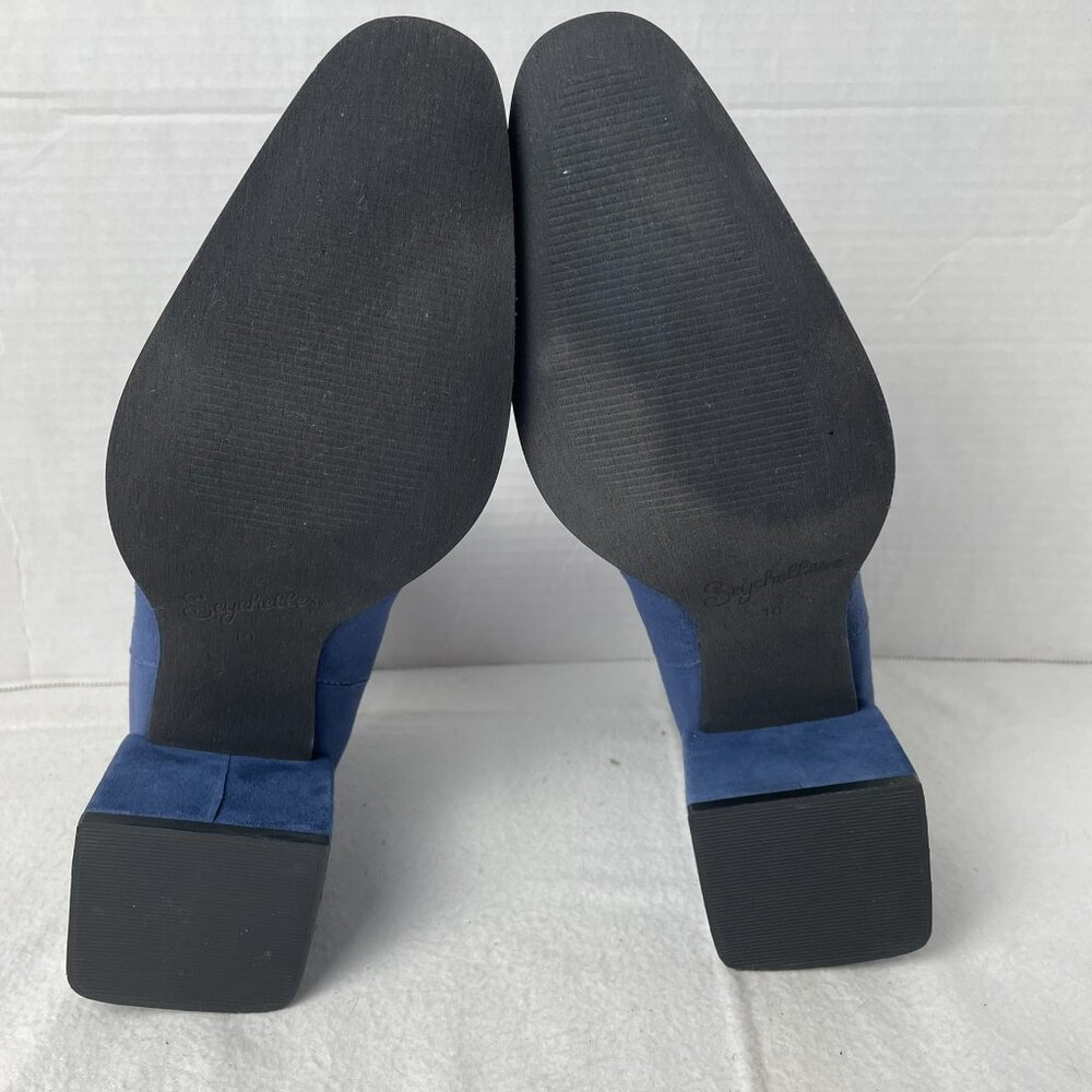 Seychelles Blue Suede Ankle Bootie with Offset Block Heel - Picture 6 of 8